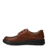 Zapato de hombre Lombardino de estilo casual, confeccionado en cuero negro con cierre de cordones. Presenta una costura frontal distintiva y una suela de goma resistente y liviana.