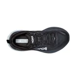 Championes Hoka Bondi 8 para running, color negro con suela celeste y logo blanco.