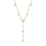Collar en Y Swarovski de la línea Imber, con diseño distribuido bañado en tono oro y cristales blancos de talla redonda en engaste bisel.