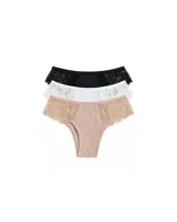 Bombacha blanca de lycra con laterales de encaje floral.