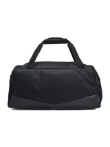 Bolso deportivo Under Armour modelo UA Undeniable 5.0 SM, color negro con el logo de la marca en blanco al frente. Cuenta con múltiples compartimentos con cierre, asas superiores acolchadas y correa de hombro ajustable.