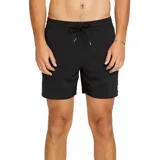 Short de baño Volcom Lido Solid Trunk color negro, con cintura elástica con cordón ajustable y diseño liso.