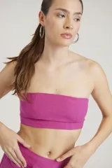 Top bandeau fucsia de lino.