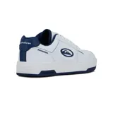 Championes urbanos Quiksilver modelo Drift para hombre, de diseño clásico inspirado en el skate, color blanco con detalles en azul marino. Presentan cordones blancos, perforaciones en la puntera para mayor ventilación, el logo de la marca en el lateral y suela de goma con detalles azules.