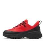 Championes de trekking Columbia modelo Tellurix Titanium Omni-Max, color rojo con detalles en negro. Confeccionados con malla técnica transpirable e impermeable OutDry, mediasuela Techlite+ para mayor estabilidad y amortiguación, y suela Vibram con tacos de 4.5 mm para máxima tracción.