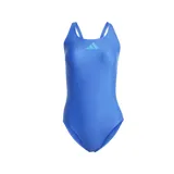 Malla enteriza de natación Adidas, color azul con logo de la marca en celeste.
