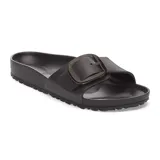 Sandalias Birkenstock Madrid Big Buckle EVA, de una tira, color negro con hebilla grande ajustable.