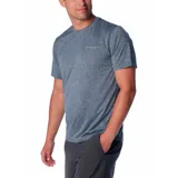 Remera técnica deportiva Columbia Hike Crew Omni-Wick, color azul marino melange, de manga corta y cuello redondo. Cuenta con el logotipo de la marca estampado en el pecho.