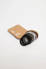 Pack de 12 gomitas finas para el pelo con lurex en colores surtidos.