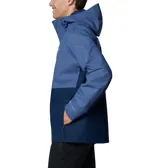Campera impermeable Columbia Hikebound II de hombre, en diseño bicolor azul y azul marino con capucha ajustable, cierre frontal y bolsillos con cremallera.