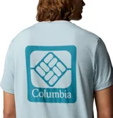 Remera técnica Columbia para hombre, de color celeste melange con cuello redondo y mangas cortas. Presenta un pequeño logo estampado en el pecho y tecnología hidroabsorbente Omni-WICK.