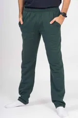 Pantalon de jogging recto color gris oscuro con felpa interior, cintura elastizada con cordón de ajuste y bolsillos laterales.