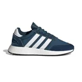 Championes Adidas modelo I-5923, de color azul marino con las icónicas tres tiras laterales en blanco. Presentan una combinación de materiales en la capellada, incluyendo malla y refuerzos de gamuza, montados sobre una entresuela blanca con tecnología Boost para mayor amortiguación.