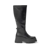 Bota negra de caña alta con plataforma y suela track.