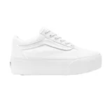 Championes Vans Old Skool Stackform, color blanco, con plataforma de 34mm, capellada de lona, cuello acolchado y suela waffle.