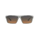 Lentes de sol Mormaii modelo Munique, con armazón de acetato transparente gris y lentes degradadas en tonos marrón y gris.