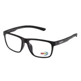 Armazón de lentes de receta MDQ modelo T44, con marco rectangular de color negro mate y patillas con logo de la marca.