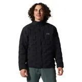 Campera puffer negra para hombre con tecnología Stretchdown™, diseñada con una tela elástica que integra bolsillos de aislamiento de plumón. Cuenta con cierre frontal bidireccional, bolsillos con cremallera en el pecho y laterales, puños elásticos y dobladillo ajustable.