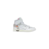 Championes de caña alta Nike Air Jordan 1 Retro High en colaboración con Off-White, modelo Virgil Abloh Archive Alaska, en color blanco con detalles en gris claro, Swoosh descosido y la inscripción "AIR" en la suela.