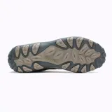 Bota de senderismo Merrell modelo Accentor 3 Mid WP, diseñada con una combinación de piel de ante y malla transpirable. Cuenta con puntera protectora de goma, sistema de cierre con cordones y suela con tacos profundos para mayor tracción en terrenos irregulares.