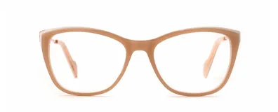 Armazón para lentes Visionar 201/52 col 01, color beige, de acetato, con forma de ojo de gato.