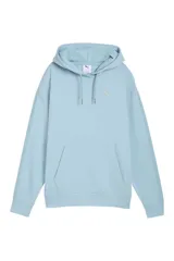 Canguro Puma modelo Ess Elevated, color celeste, con capucha ajustable con cordón, bolsillo tipo canguro al frente y logo sutil bordado en el pecho.