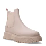 Botas de lluvia Miss Carol Vani color beige, estilo Chelsea con elásticos laterales y suela track.