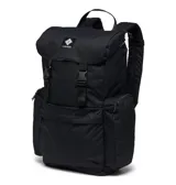 Mochila Columbia Trail Traveler de 28 litros, color negro, con múltiples bolsillos con cierre, compartimento para laptop y tiras acolchadas ajustables.