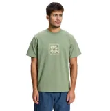 Remera Rhythm de manga corta color verde, con cuello redondo y diseño estampado en el centro del pecho que incluye un gráfico y la inscripción "Rhythm".