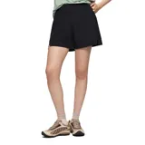 Short deportivo negro ligero para mujer, con cintura alta elástica y forro interior tipo short de ciclista.