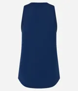 Musculosa deportiva Get Over de microfibra texturizada color marfil, con cuello redondo, tirantes anchos y bajo redondeado.