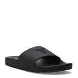 Sandalias slide unisex Tiffosi de color negro, con una tira ancha en el empeine que presenta el logo de la marca en relieve y plantilla texturizada para mayor comodidad.