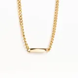 Collar dorado con cadena de eslabones y dije rectangular liso.