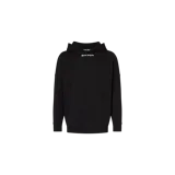 Hoodie oversized Palm Angels de color negro, con capucha y bolsillo tipo canguro frontal. Cuenta con la inscripción del logo de la marca en color blanco estampada en el pecho.