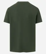 Remera de hombre, corte regular, color blanco hueso, con cuello redondo y manga corta. El tejido presenta una textura perforada vertical.