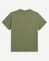 Remera Brooksfield de algodón pima color verde militar, de manga corta y cuello redondo, con pequeño logo bordado en el pecho.