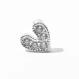 Aro plateado en forma de corazón con incrustaciones de strass.