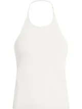 Top blanco de Calvin Klein con cuello halter y espalda descubierta.