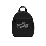 Mochila negra pequeña con logo Nike en blanco.