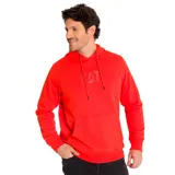 Canguro rojo con capucha ajustable y bolsillo tipo canguro. Logo CAT tonal bordado en el pecho. Confeccionado en algodón y poliéster.