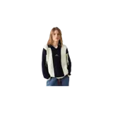 Sweater de punto Eme Studios modelo Celery Marine, de diseño a rayas verticales en colores azul marino y blanco, con cuello polo y cierre frontal parcial.