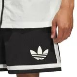 Shorts de básquet Adidas Originals color negro con logo blanco y cintura elastizada con cordón ajustable.