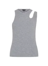 Musculosa gris de punto acanalado con cuello redondo y abertura en el hombro.