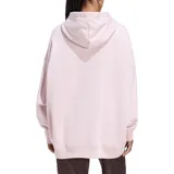 Canguro Adidas de corte holgado en color rosa, con capucha ajustable mediante cordones y logo de la marca bordado en el pecho. Presenta puños y ruedo acanalados.