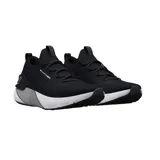 Championes de running Under Armour modelo HOVR Phantom 3, color negro con suela blanca y detalles en contraste. Presentan un diseño de tejido técnico transpirable, estructura tipo media para un ajuste ceñido y tecnología de amortiguación HOVR en la entresuela.