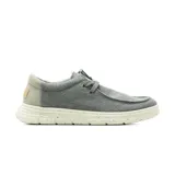 Zapato casual Hanker de lona gris, con cordones y suela blanca con detalles salpicados.