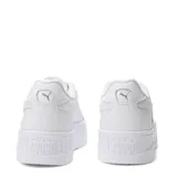 Championes de plataforma Puma modelo Karmen II L, color blanco, con diseño urbano, cordones tono sobre tono y detalle de la marca en dorado metalizado en el lateral.