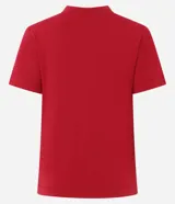 Remera básica de corte ajustado, color rosado, con mangas cortas y cuello redondo. Confeccionada en tejido de ribana lisa.