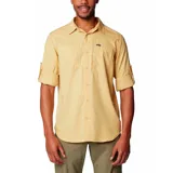 Camisa de manga larga Columbia modelo Silver Ridge, color amarillo, con cuello clásico, cierre frontal de botones, dos bolsillos en el pecho y sistema de ventilación en la espalda.