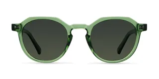 Lentes de sol unisex de forma geométrica, con armazón verde y lentes verdes polarizadas con protección UV 400.